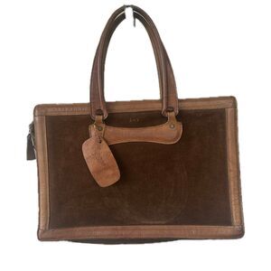 Michael Scott Vintage Tutone Suede Shag Leather Briefcase Portfolio Bag